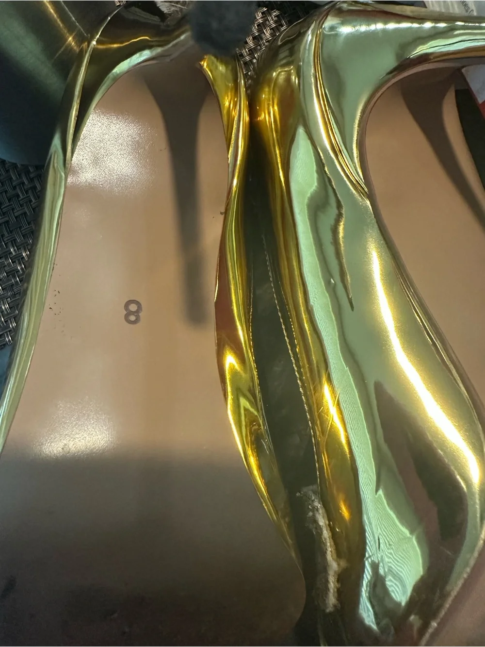 Gold Pointed-Toe Women's Flats with Glitter Bow